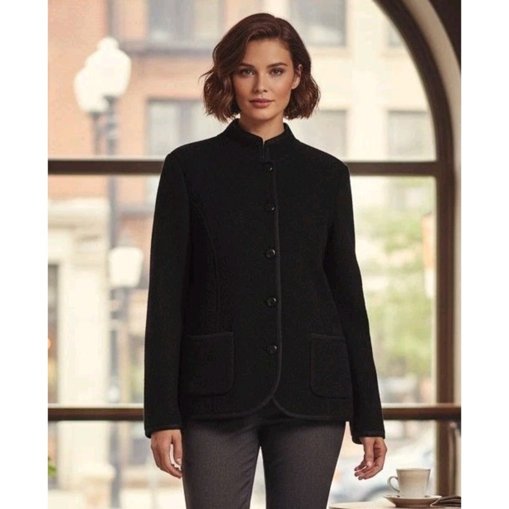 Talbots Jacket Women S Merino Wool Button Up Long Sleeve Workwear Preppy Pockets